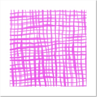 Watercolor doodle gingham - pink Posters and Art